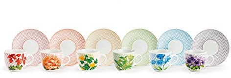Excelsa Floral Service tasses à café avec soucoupe, multicolore