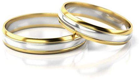 JC GOLD Trauringe - Gelbgold Weißgold Eheringe Bicolor inklusive Stein und Gravur im Paarpreis PL239 (14 Karat (585) Bicolor)