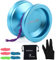MAGICYOYO V6 JoJo für Kinder Anfänger, Profi Responsive Jojos für Teens, Erwachsene, Magic Yoyo V6 Locus Metall Jo-Jo Ball mit Yo-yo Handschuh+ Tasche+ 5 Jo-jos Saiten, Blau