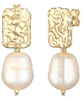 Elli PREMIUM Ohrringe Hänger Barock mit Süßwasserperlen Organic aus 925 Sterling Silber