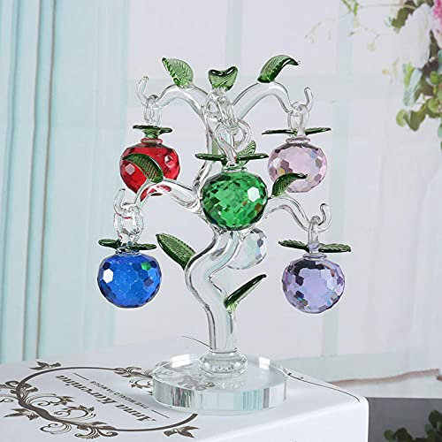 MCWJ Kristall-Apfelbaum Glaskristall Apfelbaum mit 6 stücke Äpfel Fengshui Handwerk Wohnkultur Figuren Souvenirs Dekor Ornament Home Tischdekor