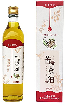 Mei Shan Tea Seed Oil Manufactory Cooperation Camellia Oil from Taiwan, Extra Virgin Vegetarian Cooking Oil, 500ml, Golden Yellow