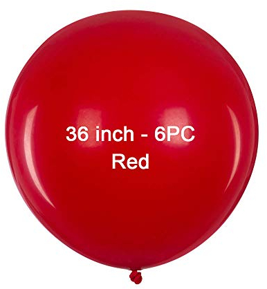 36 Zoll Großer Runder Luftballons Rot Helium 6 Stücke Jumbo Dicke Latex Ballons Ø 90 cm für Hochzeit Valentinstag Geburtstag Taufe Kommunion Party Deko