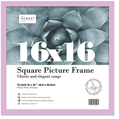 16x16 Inch Lilac Square Thin Photo Frame Wall Mountable Thin Picture Frame Standard Square Photograph Size, 16 X 16(40.6 X 40.6cm)
