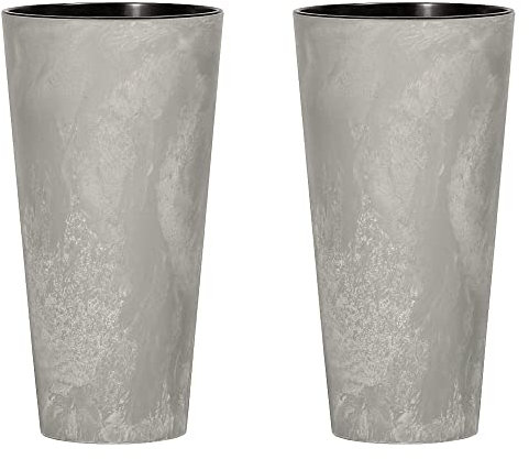 2x Prosperplast Tubus Slim Effect de plástico CON depósito en color Cemento, 38,1 (alto) x 20 (ancho) x 20 (profundo) cms