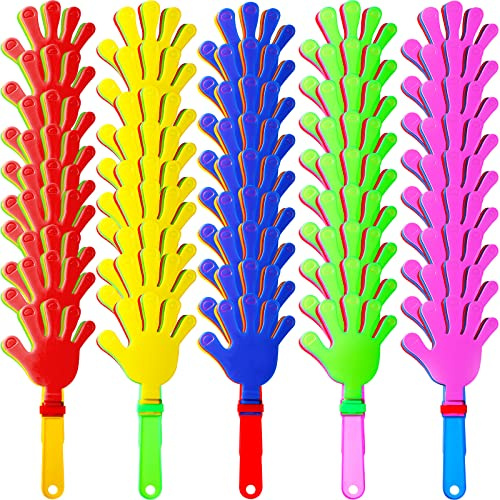Sratte 80 Pcs 7.5 Inch Hand Clappers Noisemakers Bulk Clappers Noisemakers Party Favors Mini Hand Soundboard Plastic Noise Makers for Sporting Event Fiesta Birthday Reward Cheer Supplies (Multicolor)