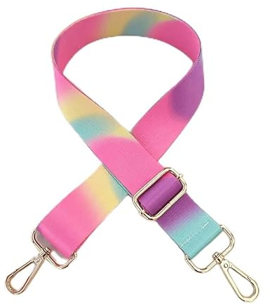 130CM Schultergurt Tragegurt Bunter Verstellbarer 3.8CM Breiter Taschengurt Schulterriemen mit Karabiner Gold Umhängegurt für Schultertasche DIY Zubehör Taschenriemen Breit für Damen,Regenbogen #3