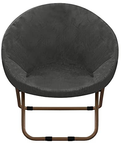 Stretchy Velvet Saucer Chair Slipcover,Removable Round Velvet Moon Chair Cover Furniture Protector for Living Room