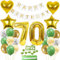 70. Geburtstag Dekoration, Frau Geburtstagsdeko 70 Jahre, Tortendeko Geburtstag 70 Jahre Frau Mann, 70 Geburtstag Deko Grün Gold, Luftballon 70. Geburtstagsdeko mit 70. Tortendeko
