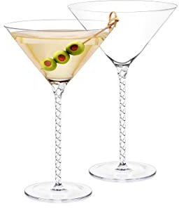 Wilmax | Handgefertigt Martini-Gläser 2 Stück | 200ml | Julia Brille | Martinigläser | Cocktail-gläser | Martiniglas | Grappagläser | Trinkgläser Set | Perfekt für Zuhause, Restaurants und Partys |