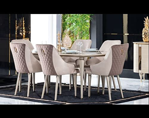 JV Möbel Essgruppe Garnitur Set Komplett Design Lehnstuhl 6X Stühle Polster Textil Stoff