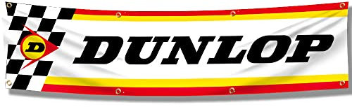 Dunlop Tires Banner Flagge (6 x 2,4 m, 150D Poly) Rennreifen, Flagge, großes Banner für Geschäft, Garage, Werkstatt, Dekoration