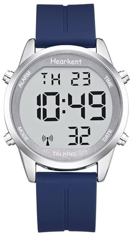Hearkent Herren Sprechende Uhr Deutsch Ankündigung,Senioren Armbanduhr Sehbehinderte Uhren Blindenuhr,Große Digitale Funkuhr,Durchdachte Geschenke (blau)
