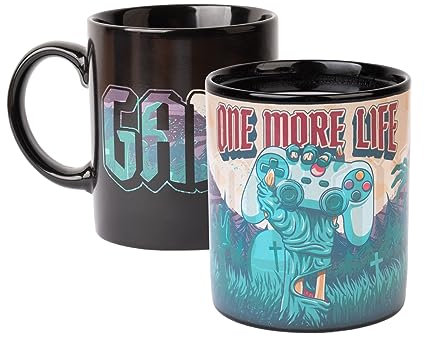 Grupo Erik Thermoeffekt Tasse Kaffeetasse Gameration One More Life Kaffeebecher - Teetasse Fassungsvermögen 350ml Tasse Thermoeffekt