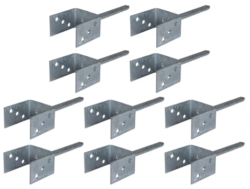MEIN GARTEN VERSAND 10 x U Bodenanker/Pfostenanker 9x9 cm zum Einbetonieren von Zaunpfosten aus Stahl, verzinkt im günstigen Aktionsset