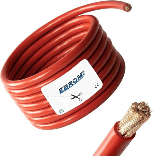 Cavo per batteria – rosso – H07V-K 6/10 / 16/25 / 35 o 50 mm² – Cavo batteria 99,9% rame OFC, al metro – La vostra scelta: 50 mm2 (numero/pezzo nel carrello = cavo in una lunghezza)