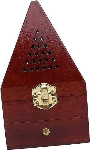 Räuchergefäß, Räucherofen, 1 Stück, Box, Schreibtisch, Dekoration, Duftdiffusor, Diffusor for ätherische Öle, Vintage-Dekor, Heimdekoration, antikes Räuchergefäß aus Holz, rotes Metall, aromatisches H