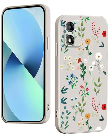YUXING Coque pour Motorola Moto E13 Silicone Antichoc Antidérapant, Étui Protection à Motifs Mignon Durable Souple Mince Intégrale Protection Housse (Floral,White)