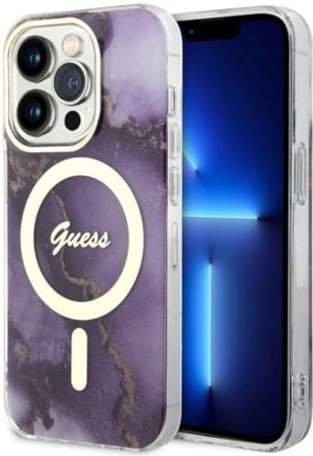 Guess Golden Marble MagSafe Compatible Back Case - Apple iPhone 14 Pro (6.1) - Purple