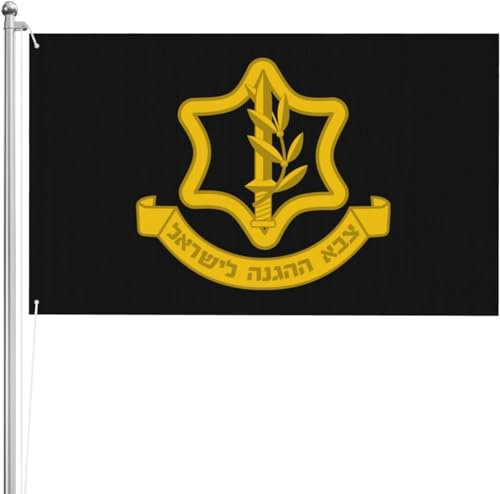 Bandiera IDF ISRAEL DEFENCE FORCE 3x5 FT Bandiera bifacciale per esterni in poliestere per decorazioni per interni