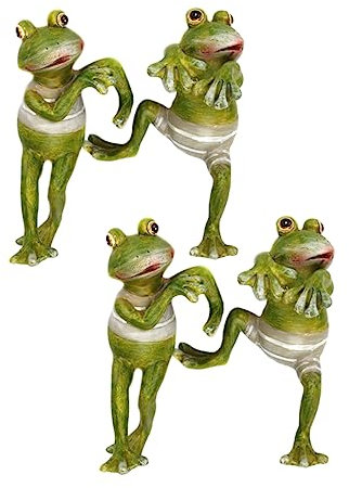 4 Stück Lustige Frösche Figuren Frosch Figur Deko Kantensitzer Frosch Spielfigur Pfostenhocker Frosch Kantenhocker Figuren Frosch Skulptur Frosch Dekofigur Frösche Deko Moos Modell