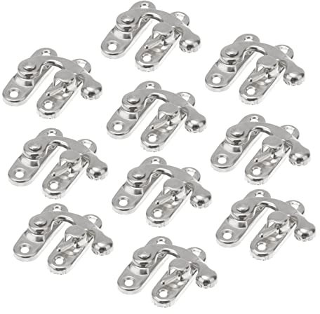 Veemoon 10stücke Teiliges Antike Weiße Nickelbeschichtung Vintage Türverschluss Mit Hörner-haken Kleine Kastenschlösser Für Schmuckkästchen Wein Werkzeugboxen Rostfreie Diy Möbelbeschläge