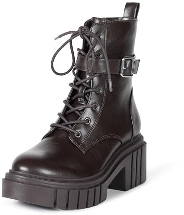 The Drop Anfibi con Zeppa E Lacci Koi Stivali Alti, Cioccolato, 40 EU