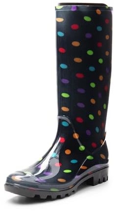 DREAM PAIRS Stivali Pioggia Donna Trasparenti | Tomaia in PVC trasparente, soletta EVA 3 mm, design a pois, punta rinforzata, impermeabili.
