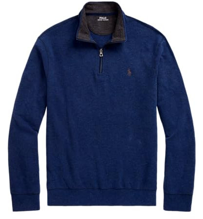 Polo Ralph Lauren Men's Luxury Jersey Quarter-Zip Pullover Sweater, Spring Navy Heather, XXL