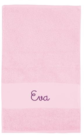 upstitch studio Rosa Händehandtuch (30x50cm) mit Namen personalisiert Bestickt aus 100% Baumwolle - Gästehandtuch in DREI weiteren Größen (50x100cm, 70x140cm, 100x210cm) - Light pink