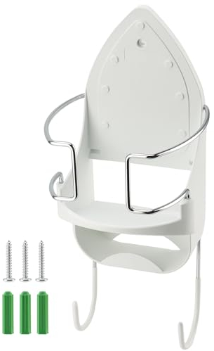 UNGFEI Ironing Board Holder, Wall Mount Organizer, White Iron Hanger Ironing Board Bracket for Laundry Room, Bathroom, Shelf Door, Universal Size