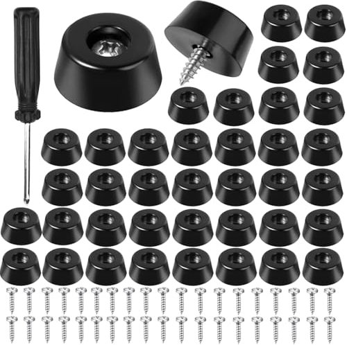 40 Pièces Pieds en Caoutchouc Polyvalent Set, Durable Pieds Ronds en Planche à Découper Noir avec Tournevis, Pieds Coussin à Antidérapants avec Vis Réduire Les Frottements pour Meuble (15X12X8mm)