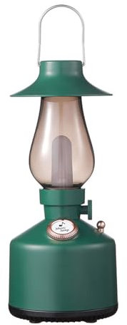 Goshyda Night Light Bluetooth Speaker, Vintage Table Lamp Retro Bluetooth Speaker, Rechargeable Flameless LED Oil Lamp Bedside Desk Lamp with Speaker, for Bedroom Outdoor Camping (Green)