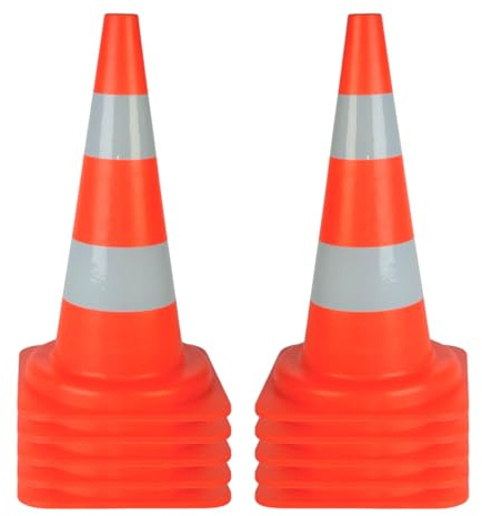 10er Set Verkehrskegel Reflektierend Orange – Warnkegel HDPE 53 cm – Pylone für Straßen- und Parkplatzsicherung