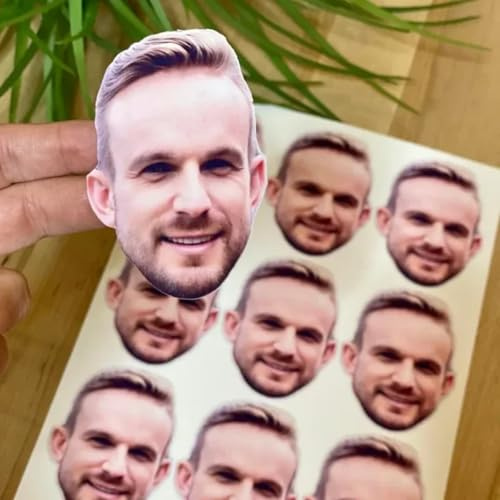 100pcs Personalized Stickers,Face Sticker,Custom Logo Stickers Kids Birthday Party Photo Decal Party Favours Water Bottle Laptop Cups Label Stickers for Weddings,Christmas,Party Decorations (7cm)