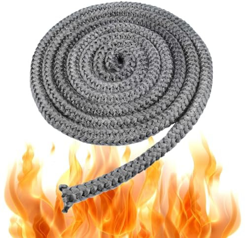 Ofendichtschnur,Dichtung für Ofentür,Dichtungsband für Kaminofen,Kamindichtung Ofendichtband,Oven Sealing Cord,Dichtung Dichtungsband,Feuerfest Glasfaserschnur Türdichtung,10 mm*2 m,Schwarz