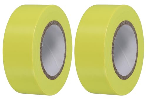 PATIKIL Nicht-Klebend Markierungsband 2.5cmx30m, 2 Stück PVC Neon-klebeband Leuchtklebeband Absperrband für Grenzen und gefährliche Bereiche, Gelb
