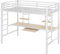Azkoeesy Metall Hochbett mit Schreibtisch und 4 Bücherregalen, für Kinder, Jugendliche und Erwachsene, schwarz (90 x 200, Weiß)