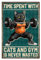 WADORN Metallschild „Cat Gym“ Schild Mit Der Aufschrift „Time Spent With Cats And Gym Is Never Wasted“ Lustiges Katzen Workout Wanddekor Motivierendes Retro Poster Für Katzenliebhaber 20x30cm
