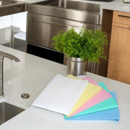 saugstarke Haushalts-Allzweck-Reinigungstücher | bunt | feine Lochstruktur | 50x38 cm | reißfest | 60% Viskose-40% Polyester | Grammatur: 80g/m² | 5 x 2 Tücher= 10 Tücher