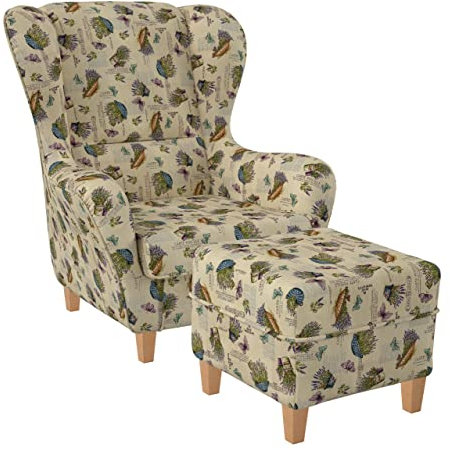 Supellex Sofia Ohrensessel mit Hocker Design Provence Lavendel