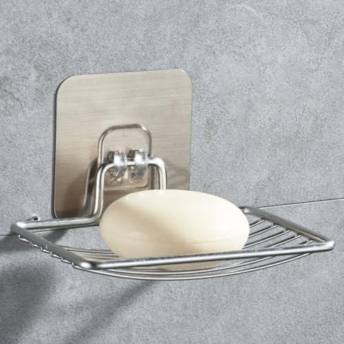 VAZCAN® Porte-savon de douche autocollant, fabriqué en acier inoxydable, design élégant et installation facile, idéal pour savon et accessoires