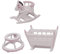 VICASKY Wooden Miniature Boys and Girls Dollhouse Furniture Set 3pcs Nursery Set Mini Cradle Baby Walker Chair