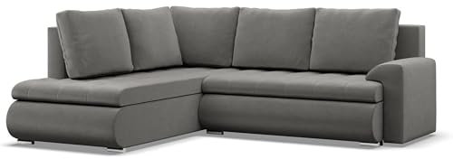 Mebligo - Ecksofa mit Schlaffunktion und 2 Bettkasten Hellgrau 230x89x200 (BxHxT) FORESTA - Links Eckcouch, Sofas & Couches, Couch L Form, Cauchsofa, Sofa Wohnzimmer, Ecke Sofa
