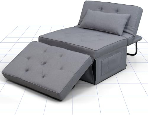 FLEXISPOT Klappsofa mit Bettfunktion, 191 x 69 x 35 cm, DREI Erweiterungsmodi, integrierter Stauraum, geeignet für Wohnzimmer und Schlafzimmer, Tragkraft 300 kg (grau)