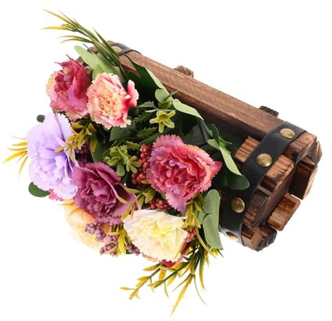 JOINPAYA 1 Satz Holzfass mit Bunten Nelken Dekorativer Pflanztopf für Landhausstil für Wohnräume Veranstaltungen zur Einweihung