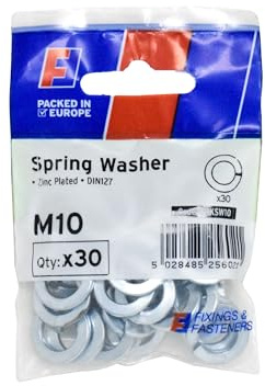 Forgefix Spring Washer M10 ForgePack 30, split at one point and bent into a helical shape