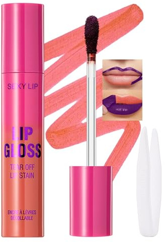 Erinde Matte Lip Stain Peel Off, Waterproof Long Lasting Lip Colour with Tweezer, Natural Matte Lip Liner Stain Tint with Easy Peel Off Application, Highly Pigment Proof Lip Gloss Long Wearing, #02