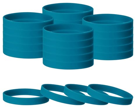 TIXIPEM Bracelets en caoutchouc [24 pièces] – Bracelets en silicone de couleur unie à utiliser pour hommes, femmes, adolescents, équipes sportives, événements et salle de sport – [Aqua-21 cm