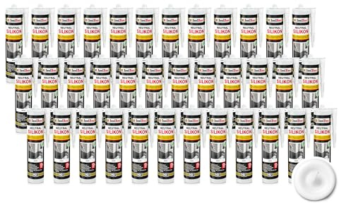 Isolbau - Silicone de construction - Silicone neutre - 36 x 300 ml - Blanc - Étanchéité et collage - Silicone de pierre naturelle - Remplissage des joints en intérieur et en extérieur - Pour cuisines